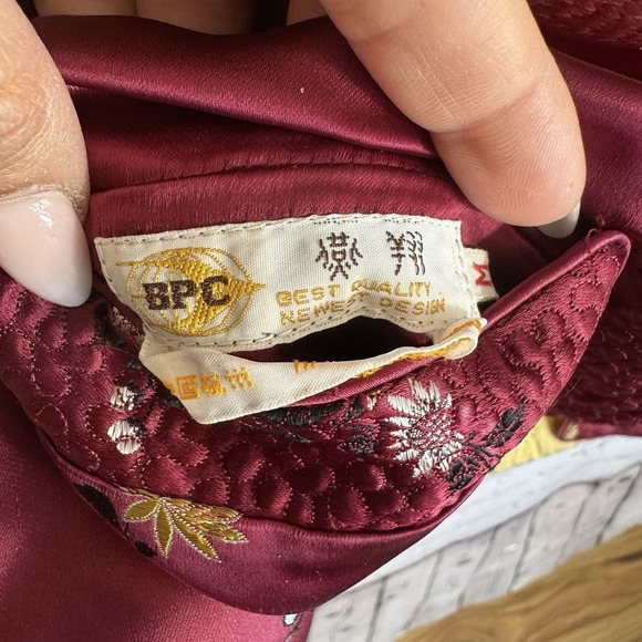 VTG Reversible Asian‎ Silk Jacket Pink/Yellow Frog Buttons BPC Hang Zhou Size M - Picture 7 of 15